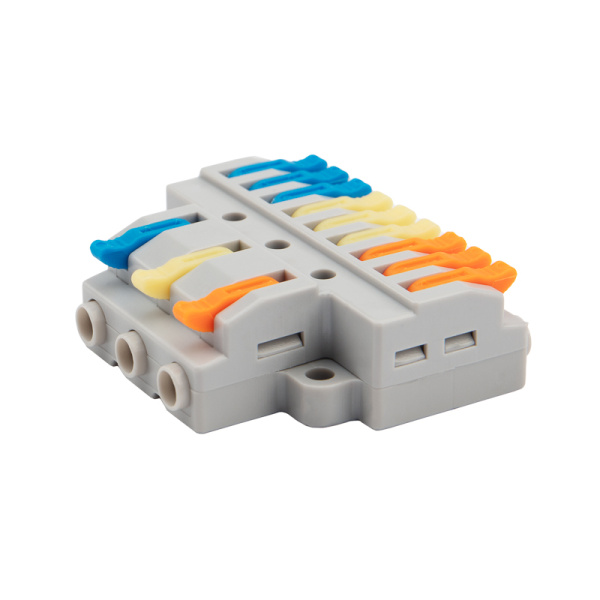 Клемма СМК 3х3 проходная разветвительная 3 полюса, с монтажной площадкой (1 ввод, 3 вывода на полюс) (50 шт./уп.) Rexant 07-5232