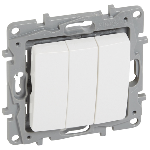Купить Legrand Etika Белый Выключатель 3-клавишный, 10А, Автоматические клеммы 672213