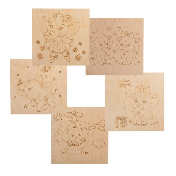 Доски для выжигания 5 шт. «Слоненок» Rexant 12-0932