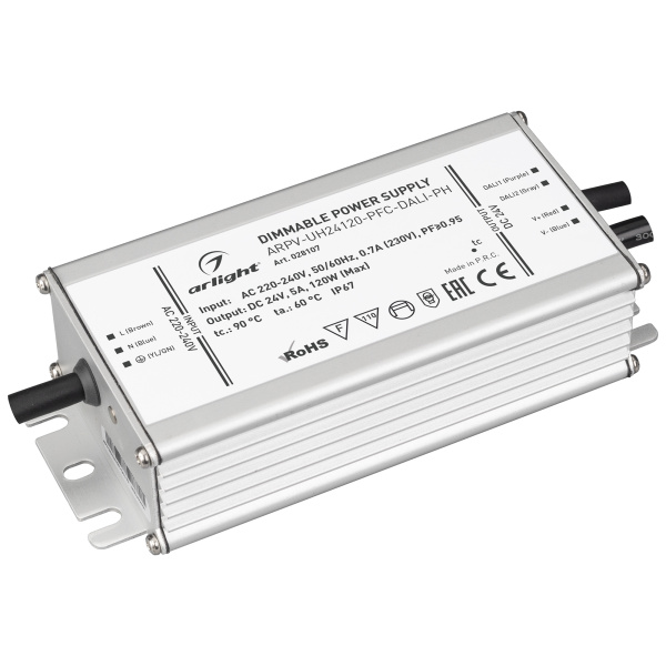 Arlight Блок питания ARPV-UH24120-PFC-DALI-PH (24V, 5.0A, 120W) (IP67 Металл, 7 лет) 028107