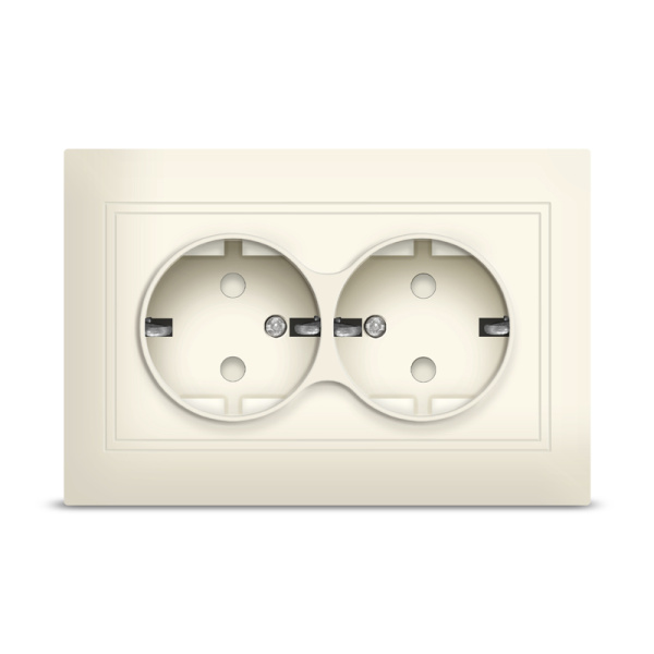UNIVersal "Севиль" Розетка "Слоновая кость" 2-ая с/з з/ш Б-С0050