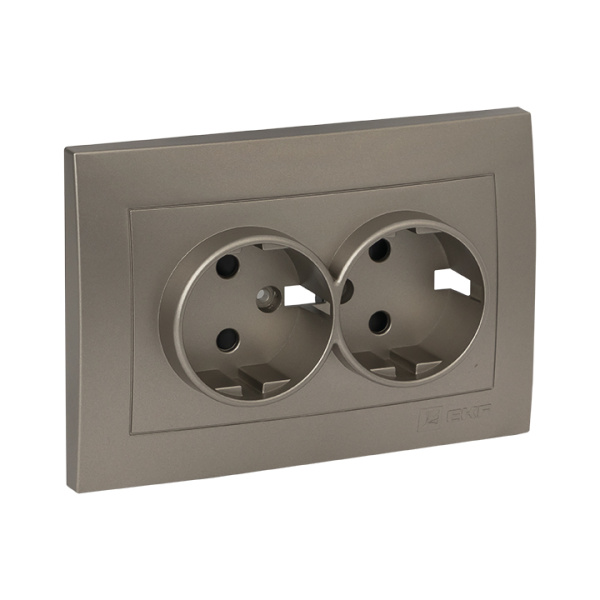 Купить EKF PROxima Валенсия лицевая панель розетки 2-местной с/з 16А кашемир с защ. штор.