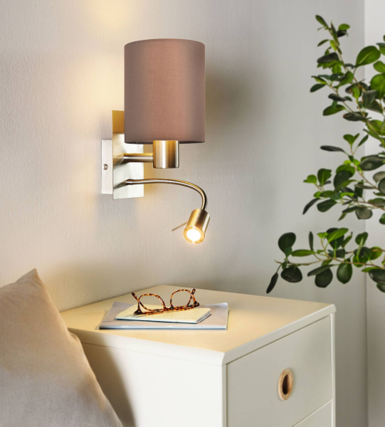 Купить Eglo 96481 Бра PASTERI cо светод. подсветкой для чтения, 1х40W (E27), 1х3,5W (LED), L150, H380, A195