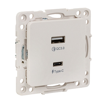 EKF PROxima Стокгольм Белый Розетка с 2 USB type A+C