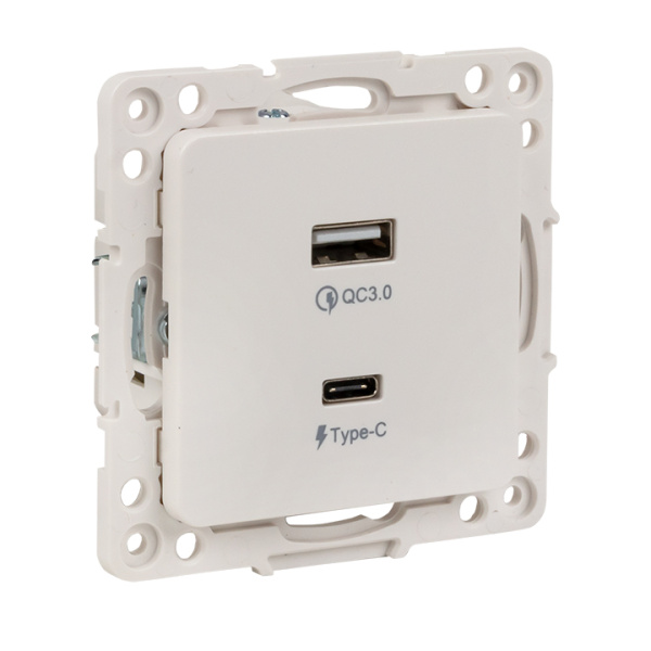 EKF PROxima Стокгольм Белый Розетка с 2 USB type A+C