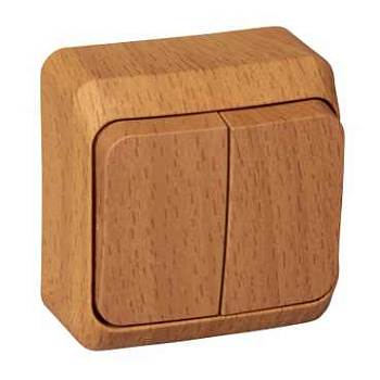 Systeme Electric Этюд наруж Дача Темный бук Выключатель 2-клавишный с подсветкой (сх. 5)