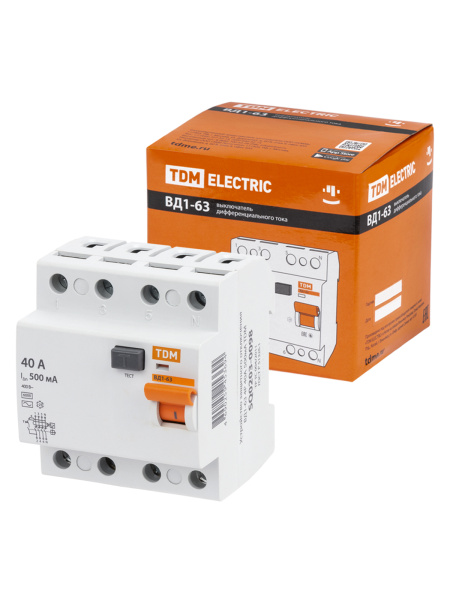 TDM УЗО ВД1-63 4Р 40А 500мА SQ0203-0098
