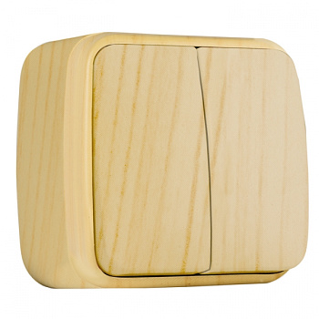 EKF Basic Минск Светлое дерево Выключатель 2-кл, 10А, ОП