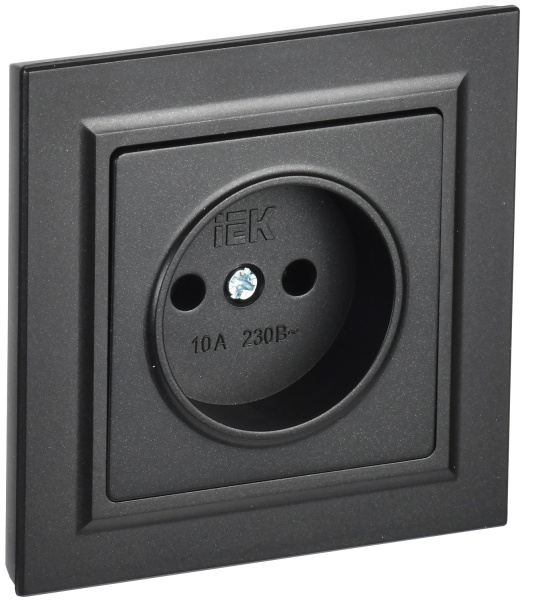 IEK BRITE Черный Розетка без з/к/ш 10А в сборе РСР10-1-0-БрЧ