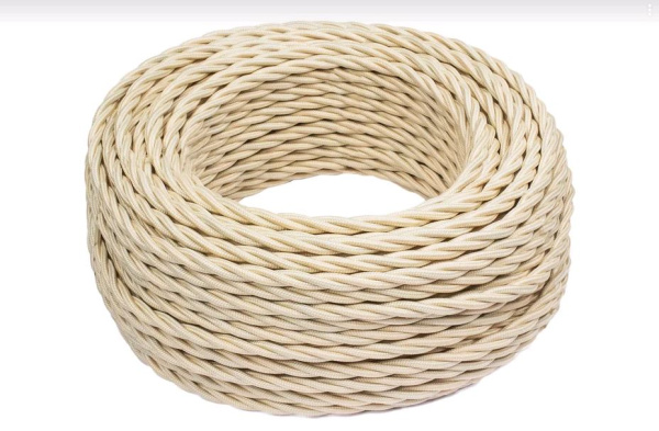 BIRONI Песочное золото матовый Витой провод 2*0,75 150м B1-422-719-150