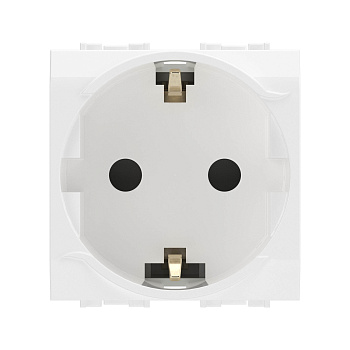 DKC Электрическая розетка  с заземлением, со шторками, белая, 2мод.