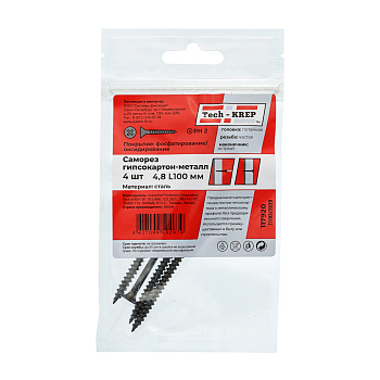 Tech-Krep Саморез ШСГМ 4,8х100 (4 шт) - пакет 117920