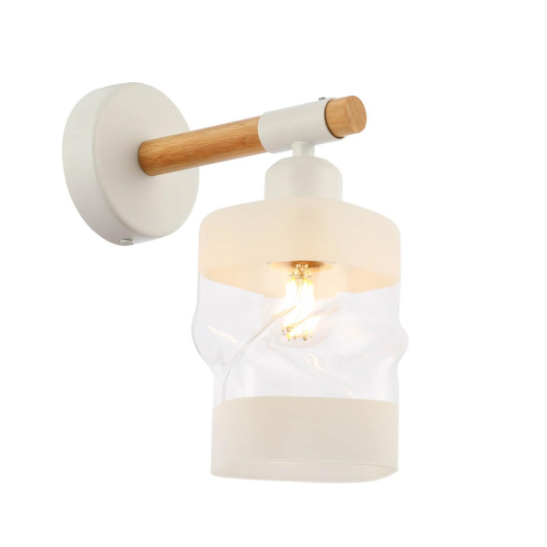 Купить Evoluce SLE114501-01 Светильник настенный Белый, Светлое дерево/Белый, Прозрачный E27 1*60W