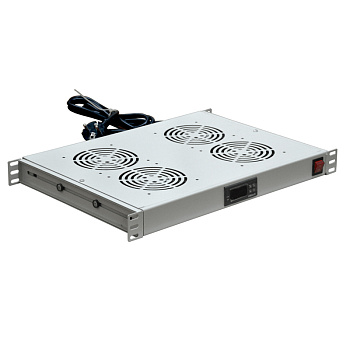 19" Вентиляторный модуль с термостатом 1U с 4-мя вентиляторами Rexant 04-2605