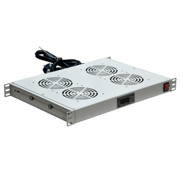 19" Вентиляторный модуль с термостатом 1U с 4-мя вентиляторами Rexant 04-2605