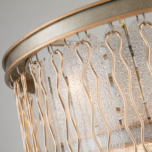 Купить Favourite Classic подвесная люстра каркас цвета французского серебра с золотой окантовкой, декоративные элементы из металла золотого цвета, подвески и 2696-8P