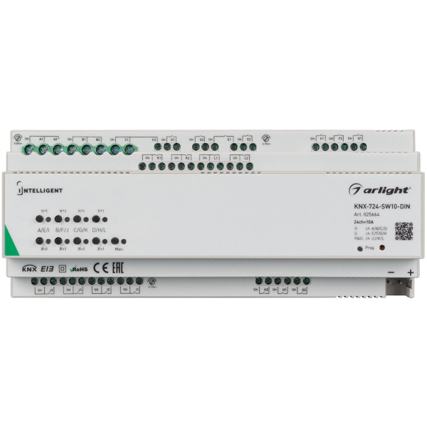 Купить Arlight INTELLIGENT Релейный модуль KNX-724-SW10-DIN (BUS, 24х10A) (-) 025664