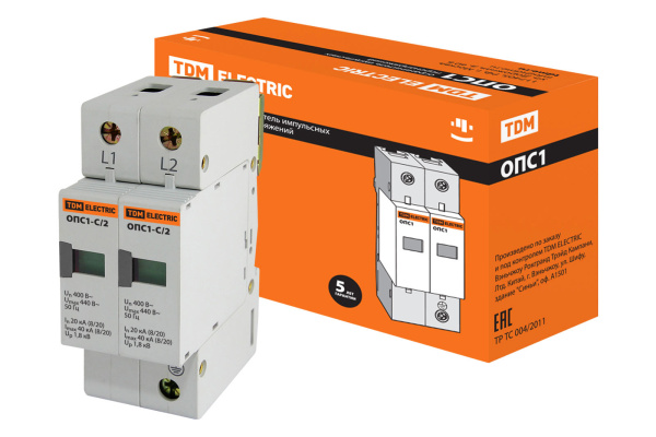 TDM Разрядник ОПС1-C 2Р In=20kA Un=400B Im=40kA SQ0201-0006
