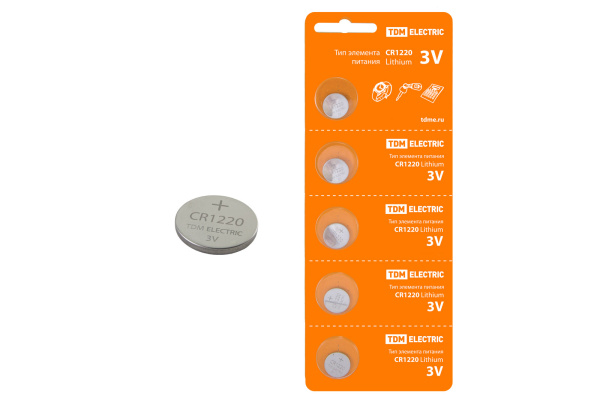TDM Элемент питания CR1220 Lithium 3V BP-5 SQ1702-0024