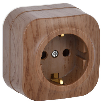 IEK GLORY РС20-3-ХД Розет. 1-ая с з/к о/у 16А GLORY дуб