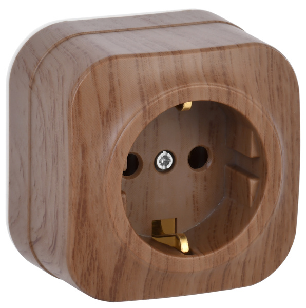 IEK GLORY РС20-3-ХД Розет. 1-ая с з/к о/у 16А GLORY дуб
