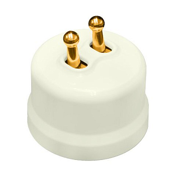 BIRONI Лизетта Пластик Слоновая кость Выключатель 2-кл (тумблерный), ручка Золото B1-232-211-G