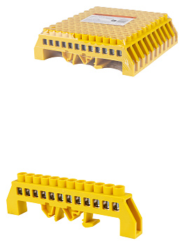 TDM Шина "PE" "земля" в желтом изоляторе на DIN-рейку 8x12мм 12 групп SQ0801-0217