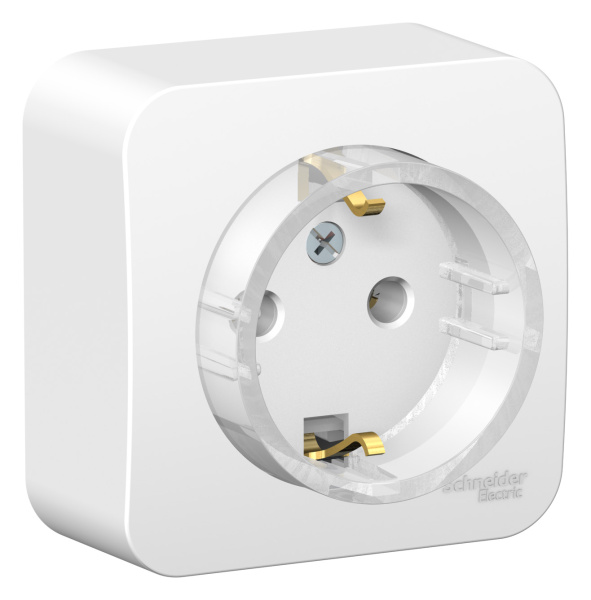 Купить Systeme Electric Blanca наруж Бел Розетка с/з без шторок, (тонкая) 16А, 250В, изолир. пластина
