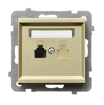 Ospel Sonata Шампанский золотой Розетка телефонная 1-я, без рамки GPT-1R/m/39
