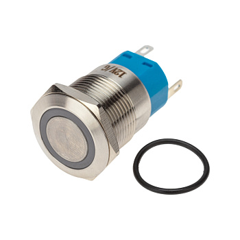 Кнопка антивандальная Ø19 12В Фикс (5с) ON-OFF/OFF-ON подсв/зеленая Rexant 36-3423