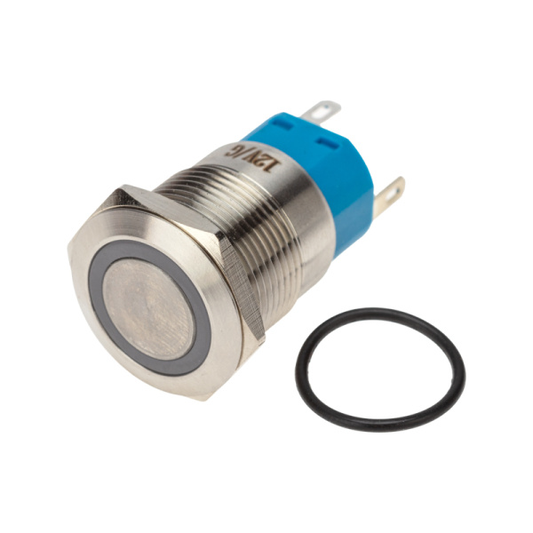 Кнопка антивандальная Ø19 12В Фикс (5с) ON-OFF/OFF-ON подсв/зеленая Rexant 36-3423