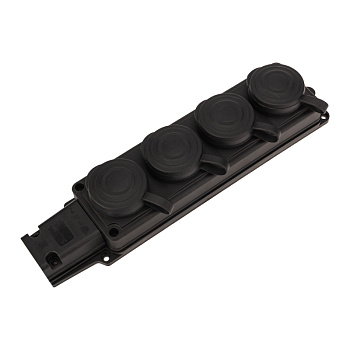 PROconnect Розетка (колодка) штепсельная четырехместная влагозащищенная 2P+PE 230V, 16 А, IP44 каучук 111-114-4