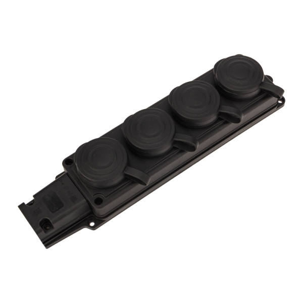 PROconnect Розетка (колодка) штепсельная четырехместная влагозащищенная 2P+PE 230V, 16 А, IP44 каучук 111-114-4