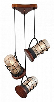 VELANTE 561-706-03 Светильник подвесной Дуб, Черный/Янтарный E27 3*40W