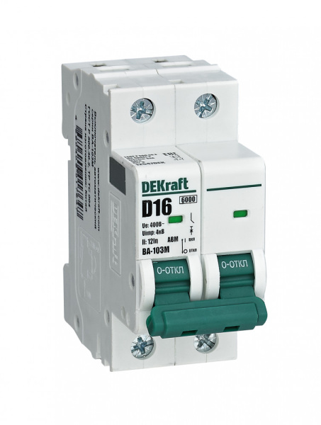 Dekraft Автоматический выключатель без теплозащиты 2P 10А х-ка D 6кА ВА-103M 12546DEK