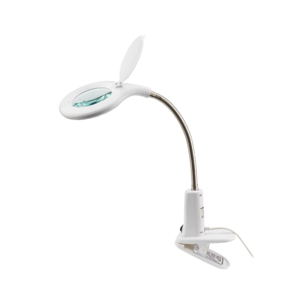 Лупа настольная 3D+12D с подсветкой 60LED, прищепка, белая Rexant 31-0244