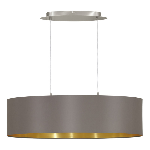 Eglo Подвес MASERLO, 2х60W (E27), 780х220, никель матовый/текстиль, каппучино, золотой 31614