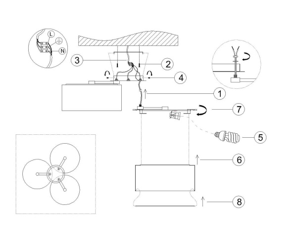 Купить Favourite Cerchi Белый Светильник потолочный 6*E27*25W (CFL) 1515-6C