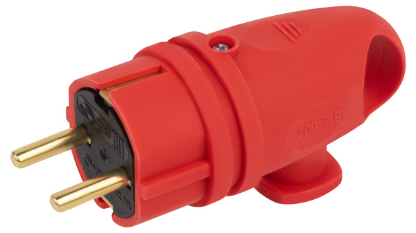 ЭРА Вилка VX11-R-IP44 каучуковая c заземлением 16А IP44 с кольцом угловая красная