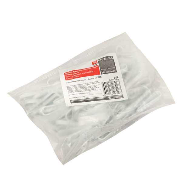 Купить EKF PROxima Дюбель-хомут для круглого кабеля (5-10мм) белый (100шт.)