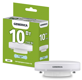 IEK GENERICA Лампа LED T80 таблетка 10Вт 230В 6500К GX53 LL-T80-10-230-65-GX53-G