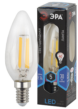 ЭРА F-LED B35-5W-840-E14 (филамент, свеча, 5Вт, нейтр, E14)
