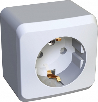 Systeme Electric Этюд наруж Бел Розетка 1-ая с/з со шторками