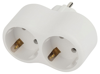 ЭРА Разветвитель электрический SPx-2e-W на 2 розетки с заземлением 16А белый