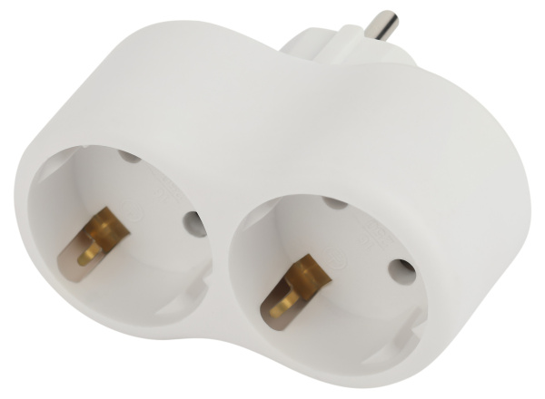 ЭРА Разветвитель электрический SPx-2e-W на 2 розетки с заземлением 16А белый