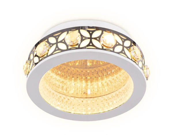 Купить Ambrella Настенно-потолочный светодиодный светильник с хрусталем FA9420 WH/CH белый/хром 3000K 16W D200*80