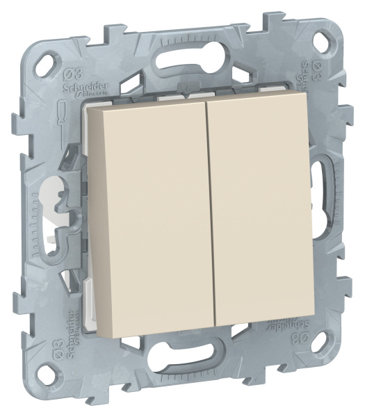 Купить SE Unica New Беж Переключатель 2-клавишный, перекрестный, 2 x сх. 7, 10 AX, 250В NU521544