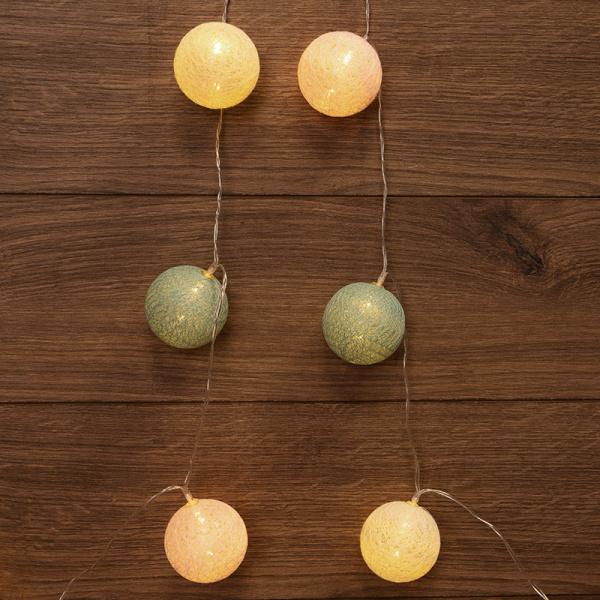 NEON-NIGHT Тайские фонарики «Перламутр» 3.5 м, 20 LED, прозрачный ПВХ, цвет свечения теплый белый, 2 х АА (батарейки не в комплекте) 303-078