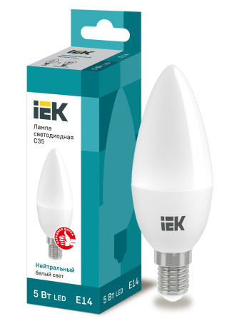 IEK Лампа светодиодная ECO C35 свеча 5Вт 230В 4000К E14 LLE-C35-5-230-40-E14