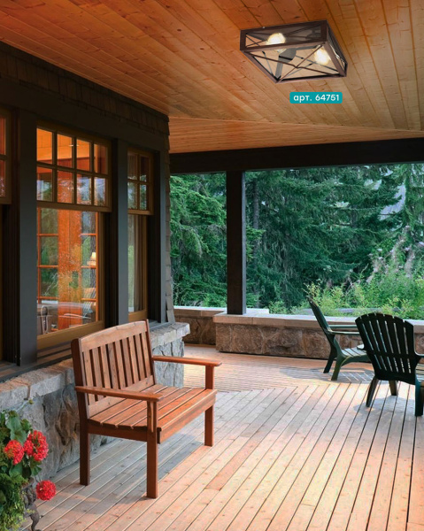 Купить Eglo 64751 Уличный настенно-потолоч. свет-к GAUDESI, 2X60W(E27), сталь оцинкованная, коричн антик/ стекло